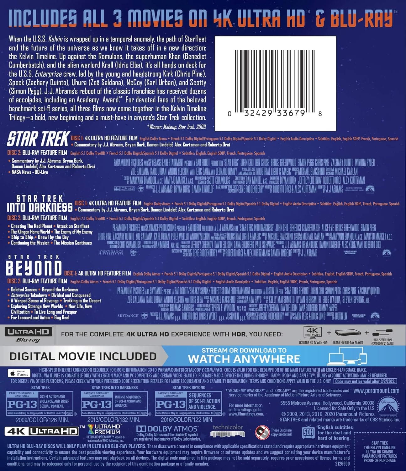 Star Trek Trilogy The Kelvin Timeline 4k UHD + Blu-ray + Digital - Image 2